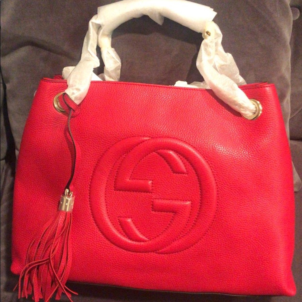 Gucci Soho M Red Double Leather Chain Shoulder Bag
